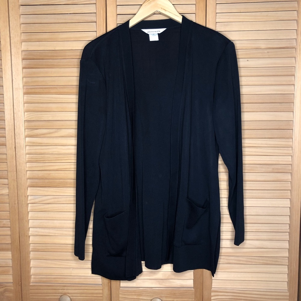 Exclusively Misook black open cardigan M